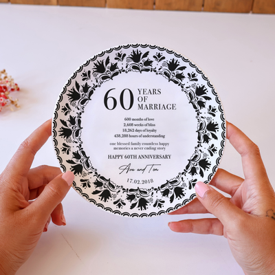 Personalized Porcelain Anniversary Plate - Black
