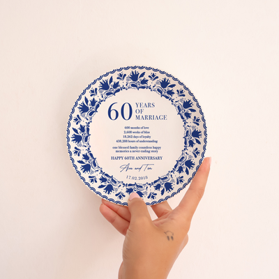 Personalized Porcelain Anniversary Plate - Blue