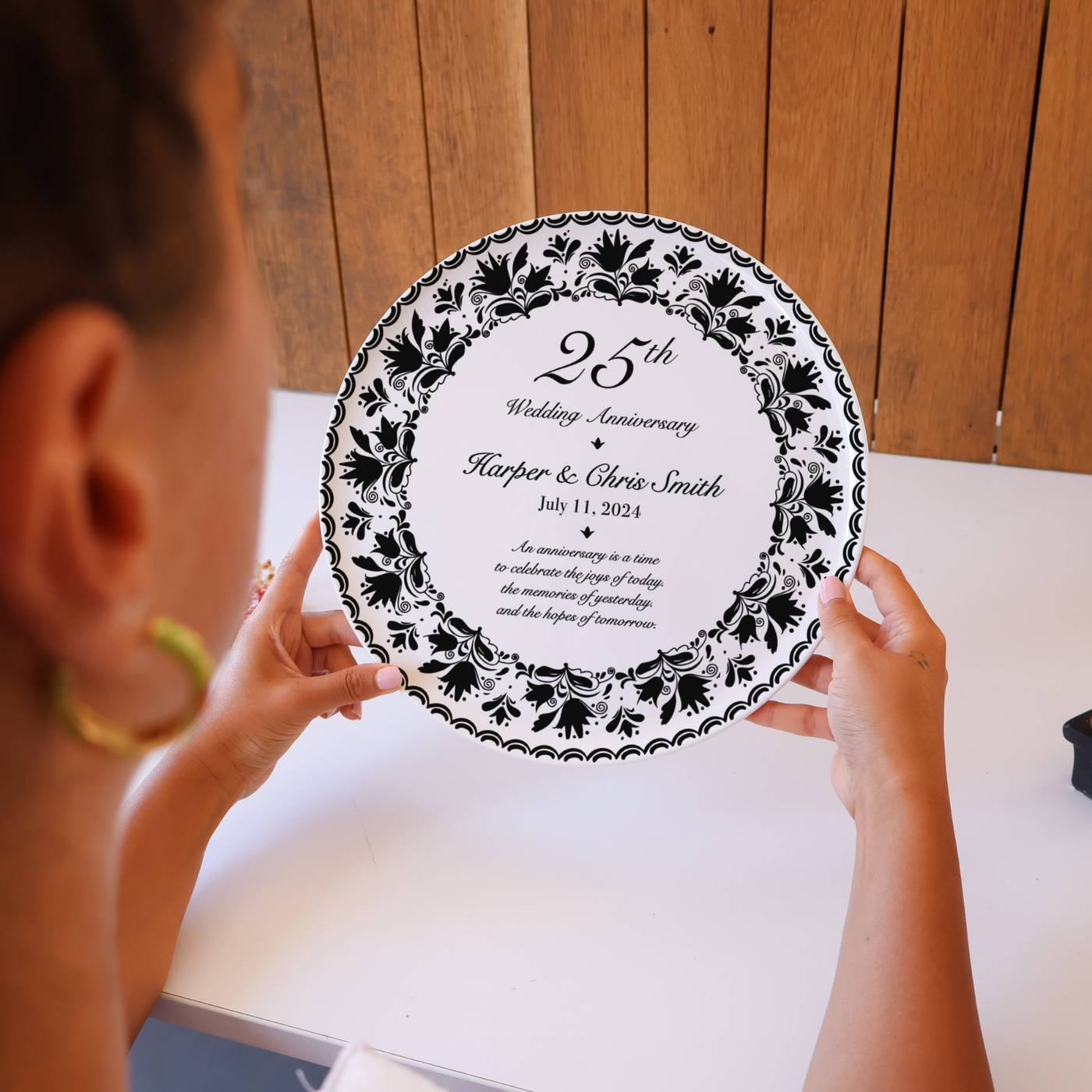 Personalized Porcelain Anniversary Plate - Black