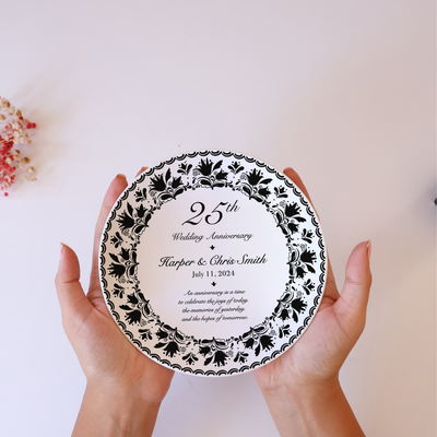 Personalized Porcelain Anniversary Plate - Black
