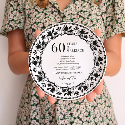 Personalized Porcelain Anniversary Plate - Black