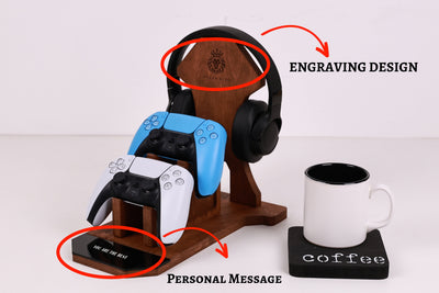 Personalizable PS5 and Xbox Controller and Headset Stand