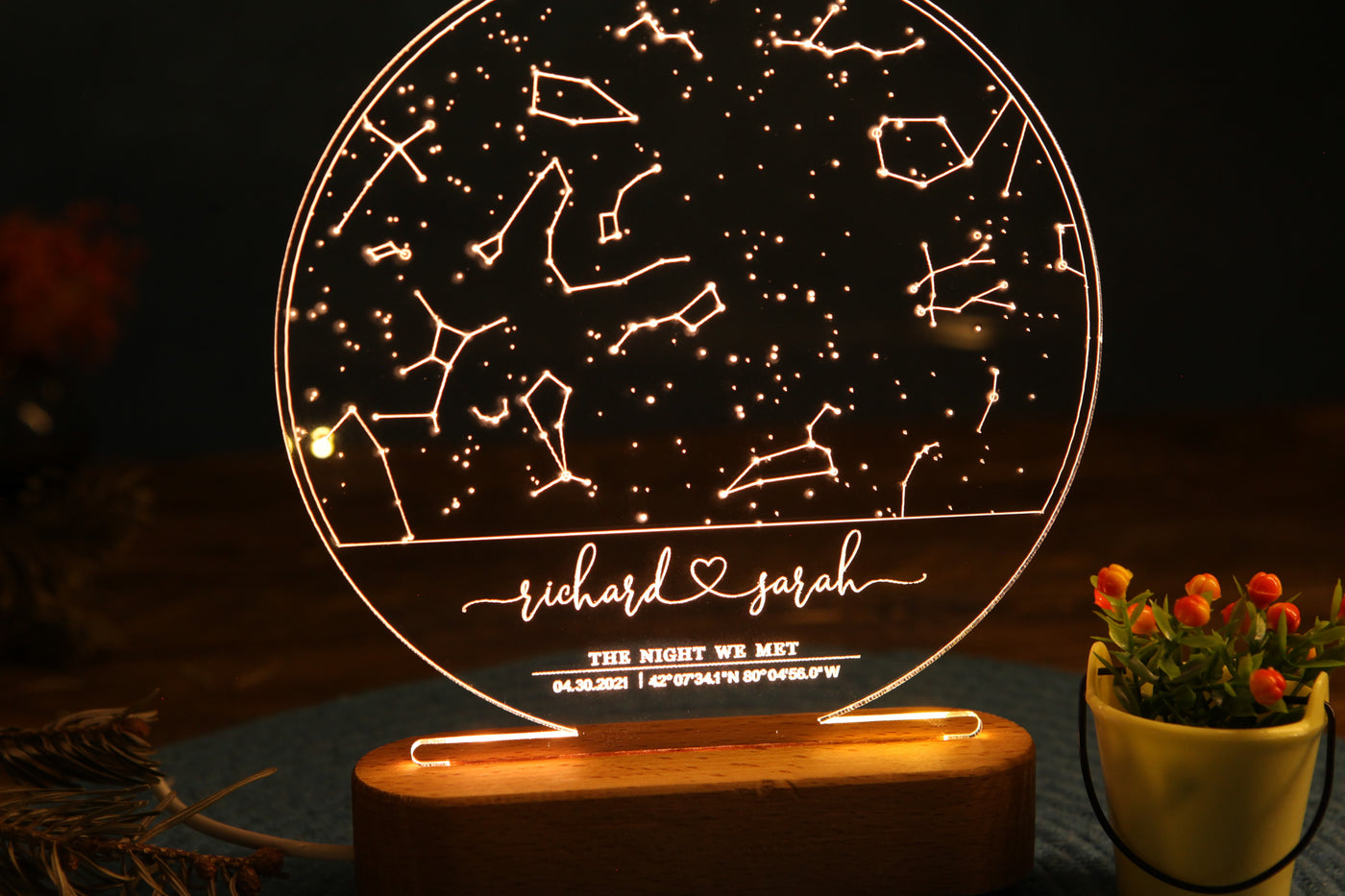Personalized Constellation Star Map Night Lamp - Names and Message