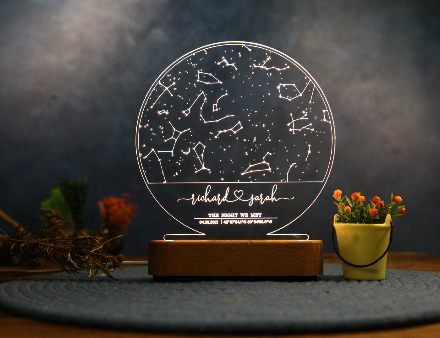 Personalized Constellation Star Map Night Lamp - Names and Message