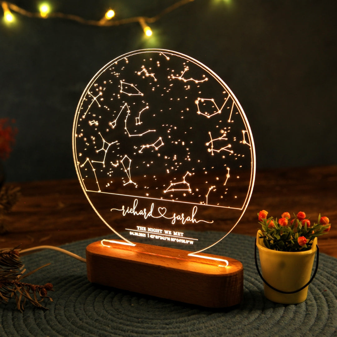 Personalized Constellation Map Night Light with Names and Message